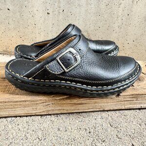 BORN WOMEN'S BLACK LEATHER COMFORT SLIP-ON MULES US SIZE 6 (EU SIZE 36-1/2)